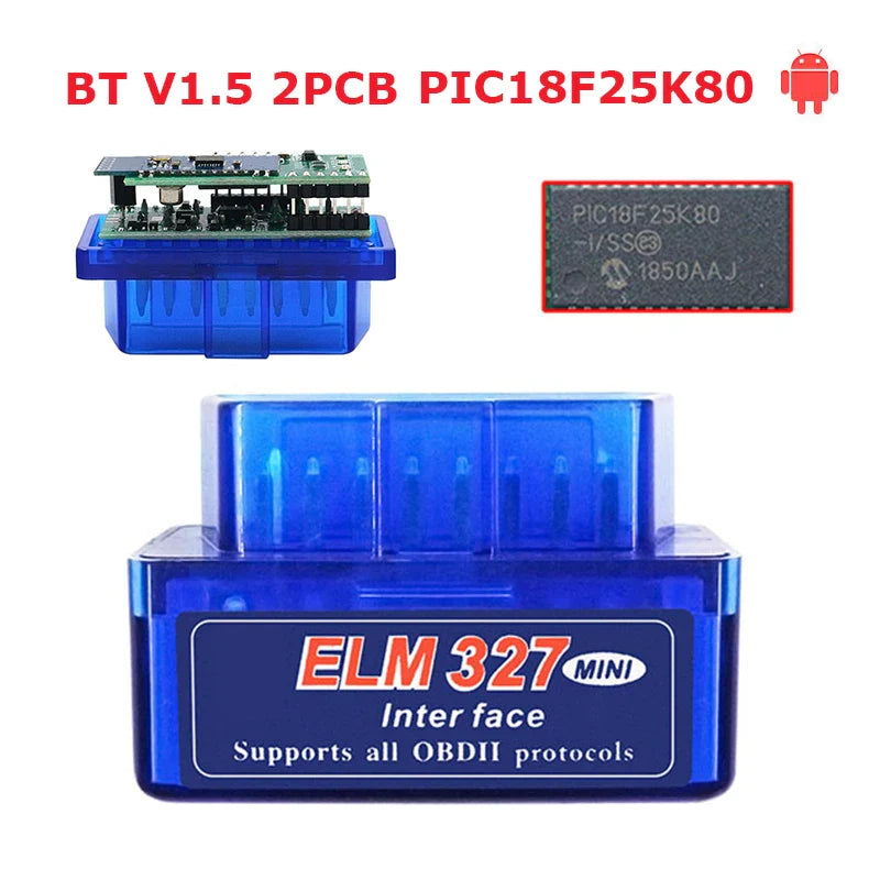 ELM327 V1.5 Bluetooth OBD2 Scanner – PIC18F25K80 Dual PCB