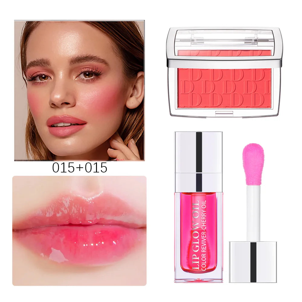 ibcccndc Lip Glow Oil & Matte Blush Set | Plumping Lip Gloss Duo Lip & Blush Set Peaceful Pleasures Health and Wellness 015