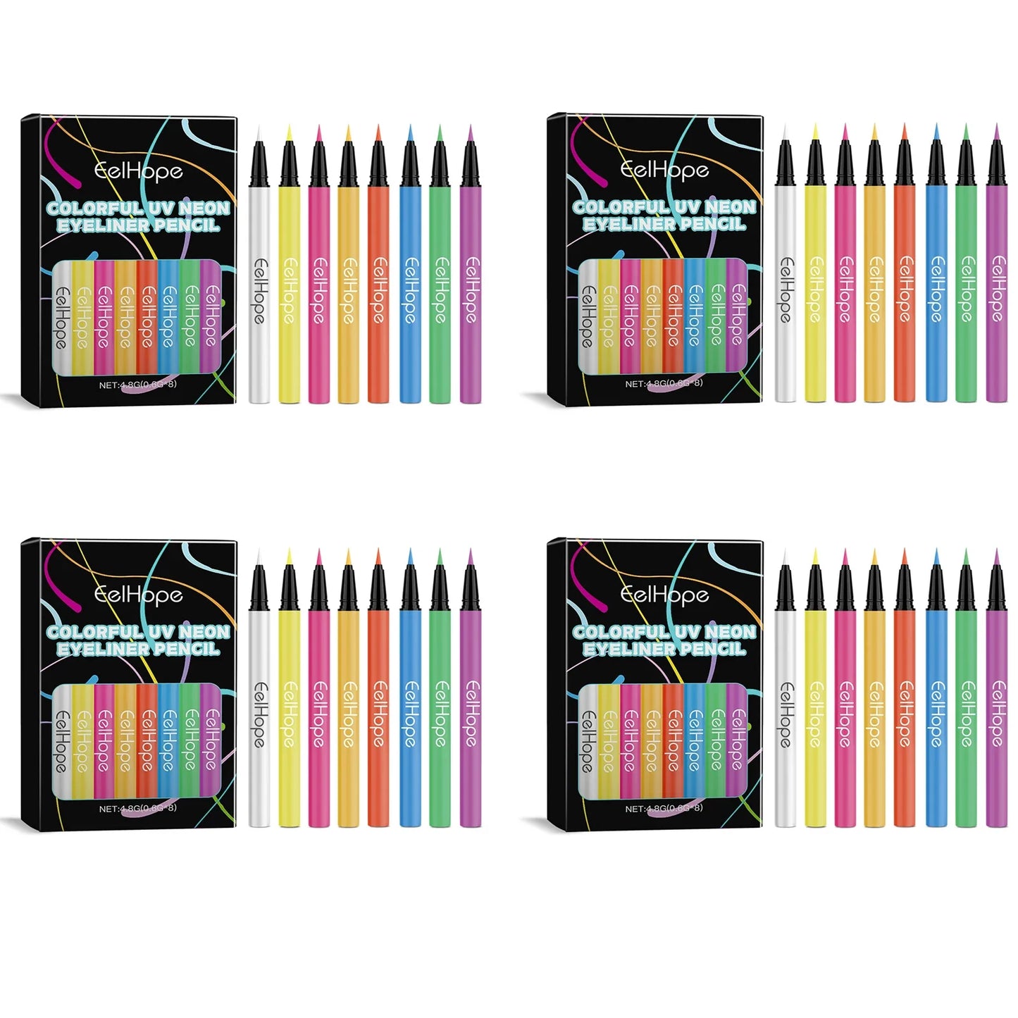 8-Color UV Neon Eyeliner Set – Waterproof, Long Lasting