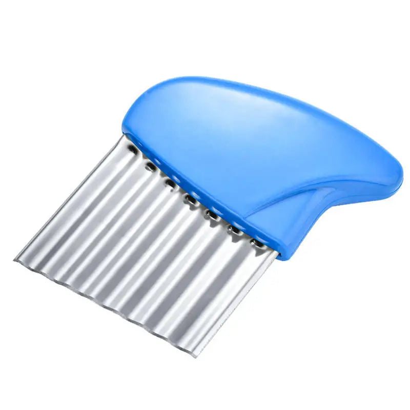Potato Cutter Chip French Fry Maker Stainless Steel Wavy Knife French Fries Chopper Knife Chopper French Fry Kitchen Tools Peaceful Pleasures Health and Wellness blue 3pc