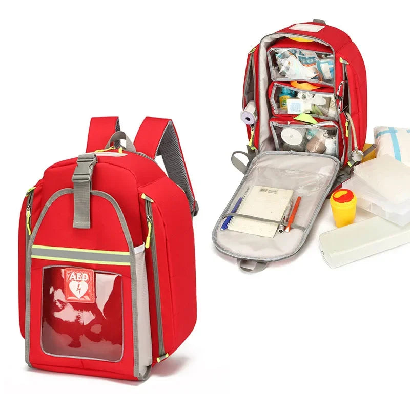 Waterproof AED Backpack Large Capacity Outdoor Medical First Aid Kits for Emergency Visits AED Storage Bag AED Equipment Bag Peaceful Pleasures Health and Wellness