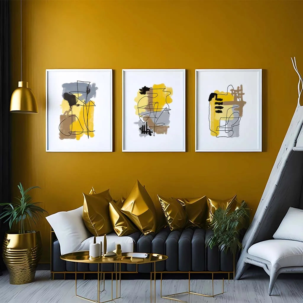 Abstract Yellow Color Block Canvas Wall Art | Modern Décor Print Canvas Wall Art Print Peaceful Pleasures Health and Wellness