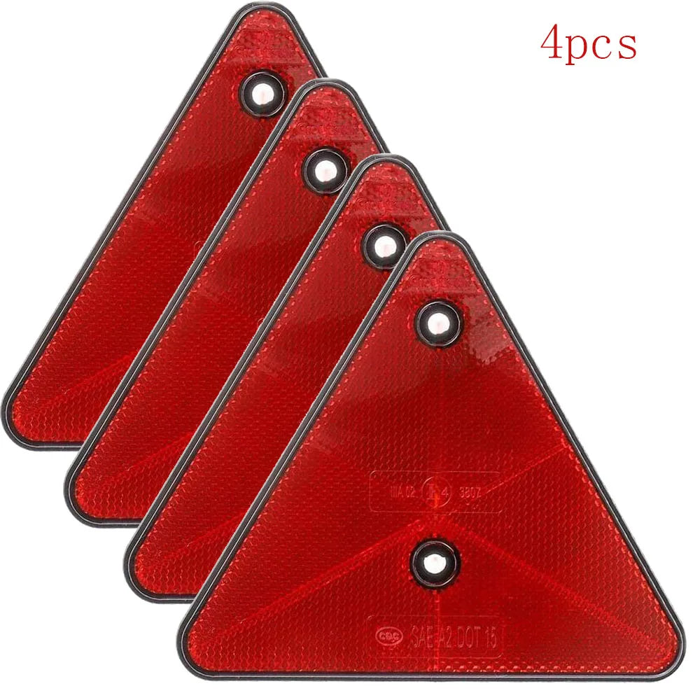 4/2/1pcs Red Triangle Reflectors Rear Reflectors Safety Warning For Trailer Bike Motorcycle Truck Boat Car Accessory Peaceful Pleasures Health and Wellness 4pcs