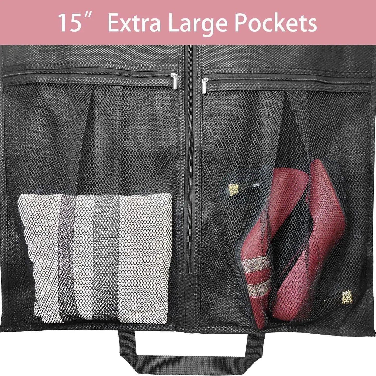 Extra Long Foldable Garment Bag for Dresses and Coats, Clear Window & ID Pocket, Travel-Friendly with Handles Peaceful Pleasures Health and Wellness
