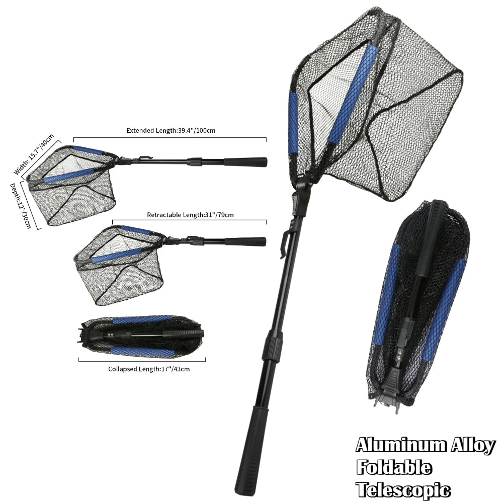 Fishing Landing Net Telescopic Pole Anti-slip Handle Collapsible