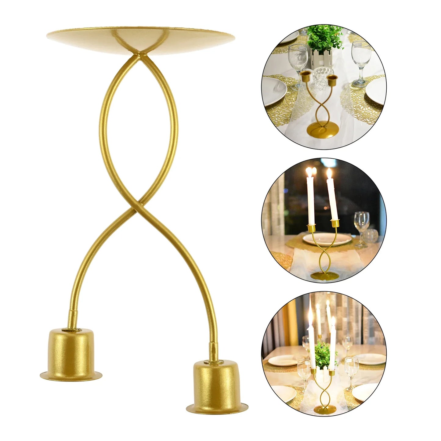 Nordic Gold 2-Head Curved Iron Candlestick Holder | Home Décor