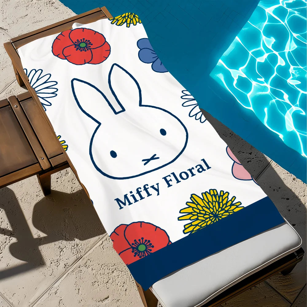Miffy Cartoon Quick-Dry Beach Towel | Soft Pool & Travel Towel