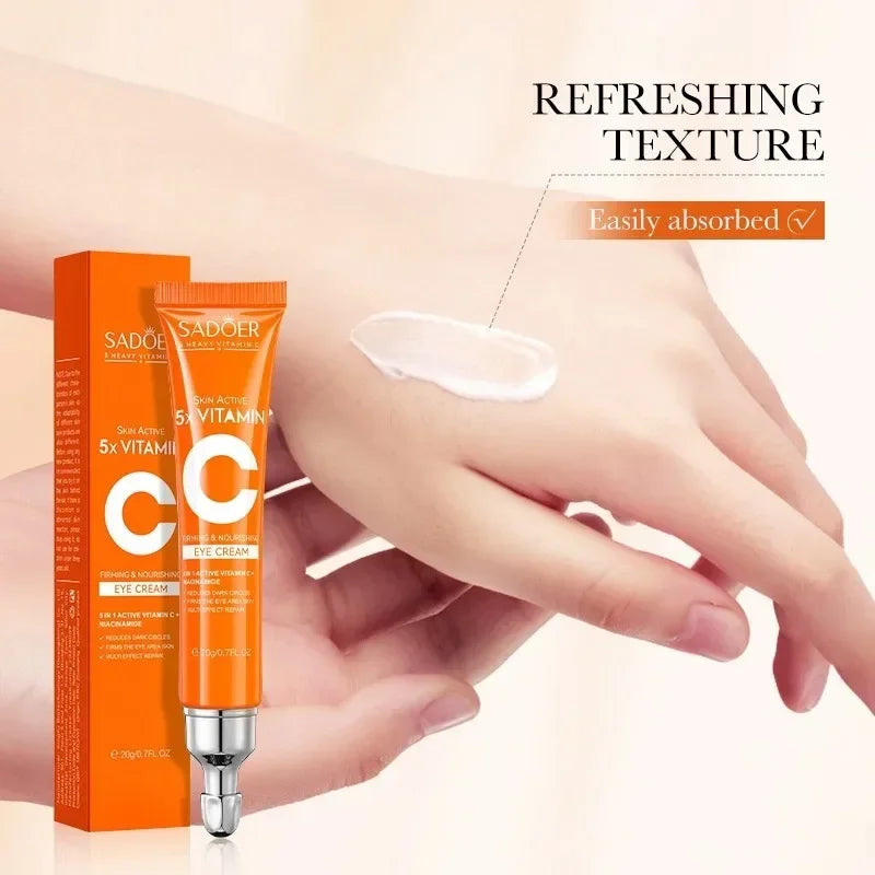 SADOER Vitamin C Eye Cream Anti Dark Circles Eyes Bags Remover Moisturizing Brightening Firming Skin Care Products for Eyes Peaceful Pleasures Health and Wellness