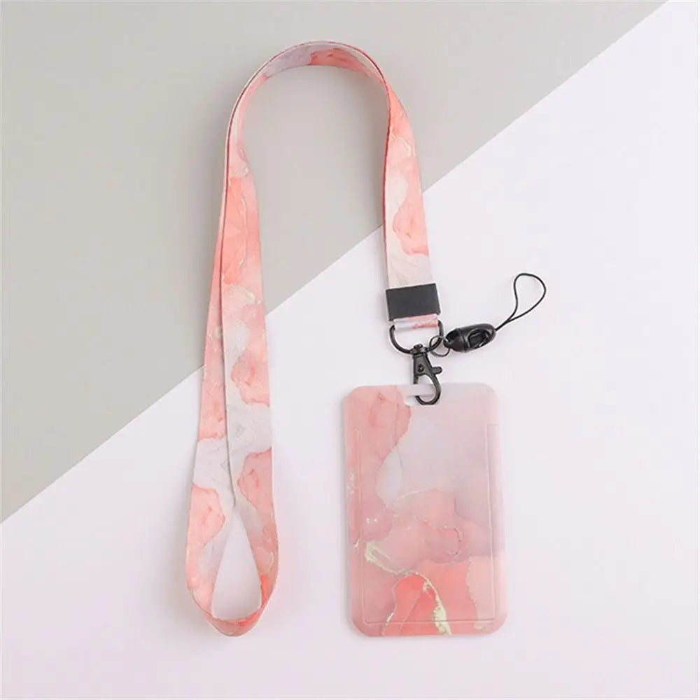 Office Supply Credit Card Keyrings Men And Women Pass Card ID Card Holder Credential Holder Lanyard Card Holder Card Straps Peaceful Pleasures Health and Wellness Pink-Long