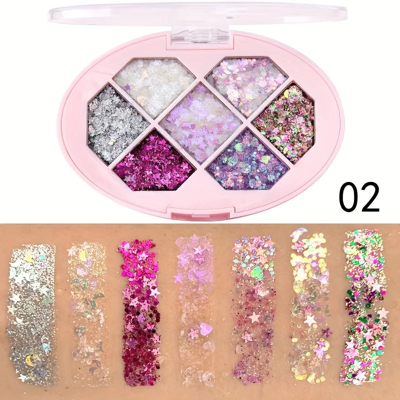CmaaDu 7-Color Glitter Eyeshadow Palette – Pearl Shimmer Highlighter