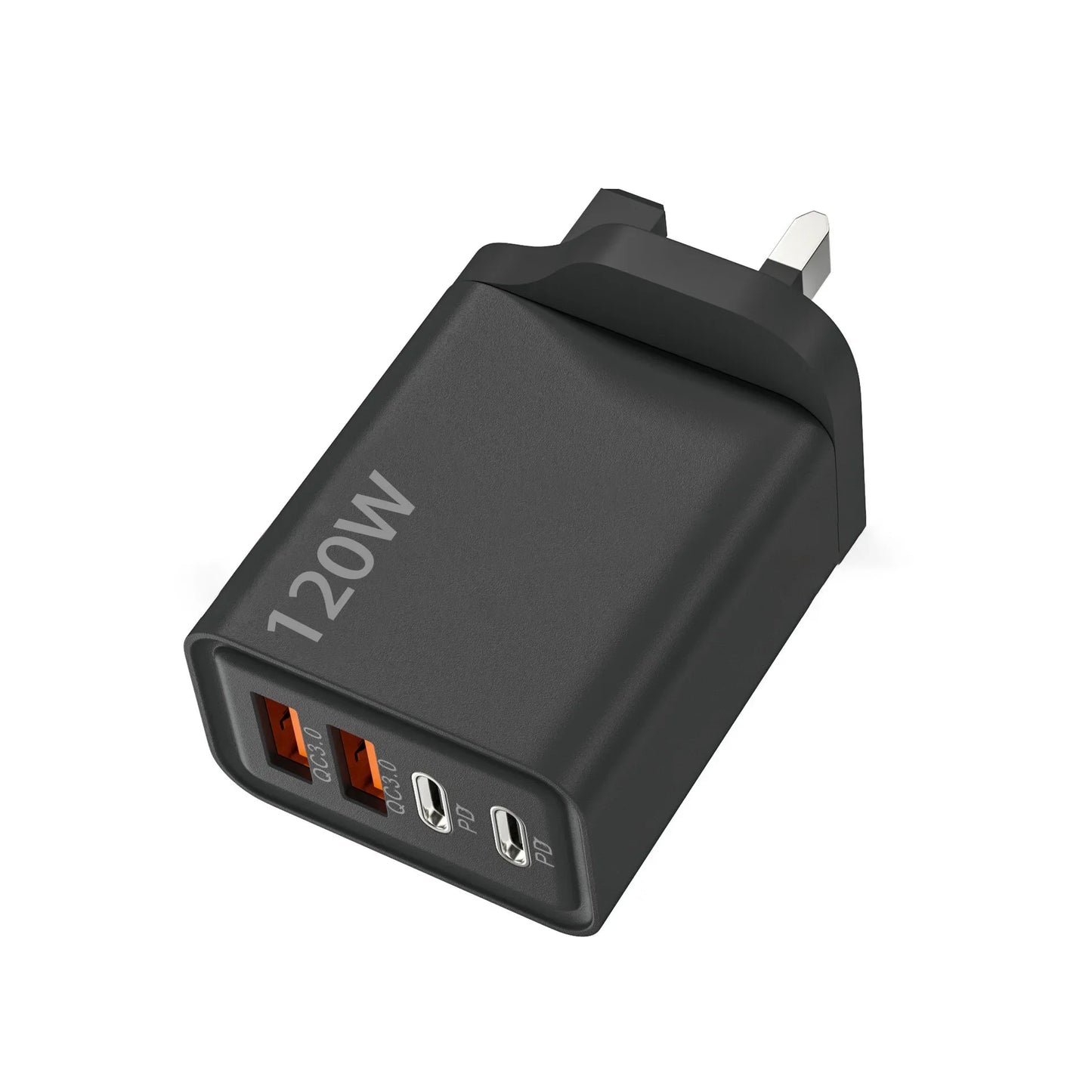 120W 4-Port USB-C PD Fast Charger QC 3.0 Wall Adapter