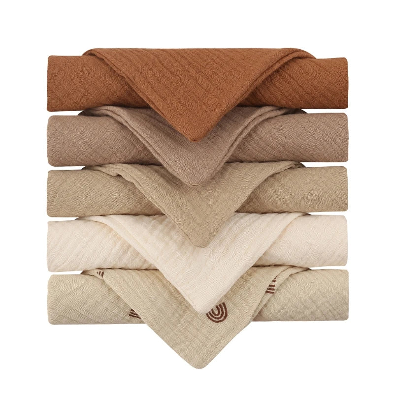 5-Pack Baby Cotton Gauze Washcloths – Soft Burp Cloths & Face Towels