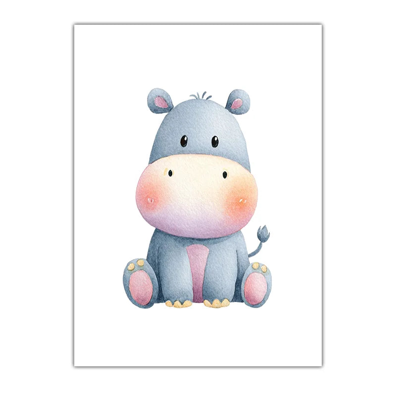 Nursery Animal Canvas Wall Art | Tiger Hippo Lion Kids Poster Canvas Wall Art Peaceful Pleasures Health and Wellness 03 15x20cm No Frame China Mainland