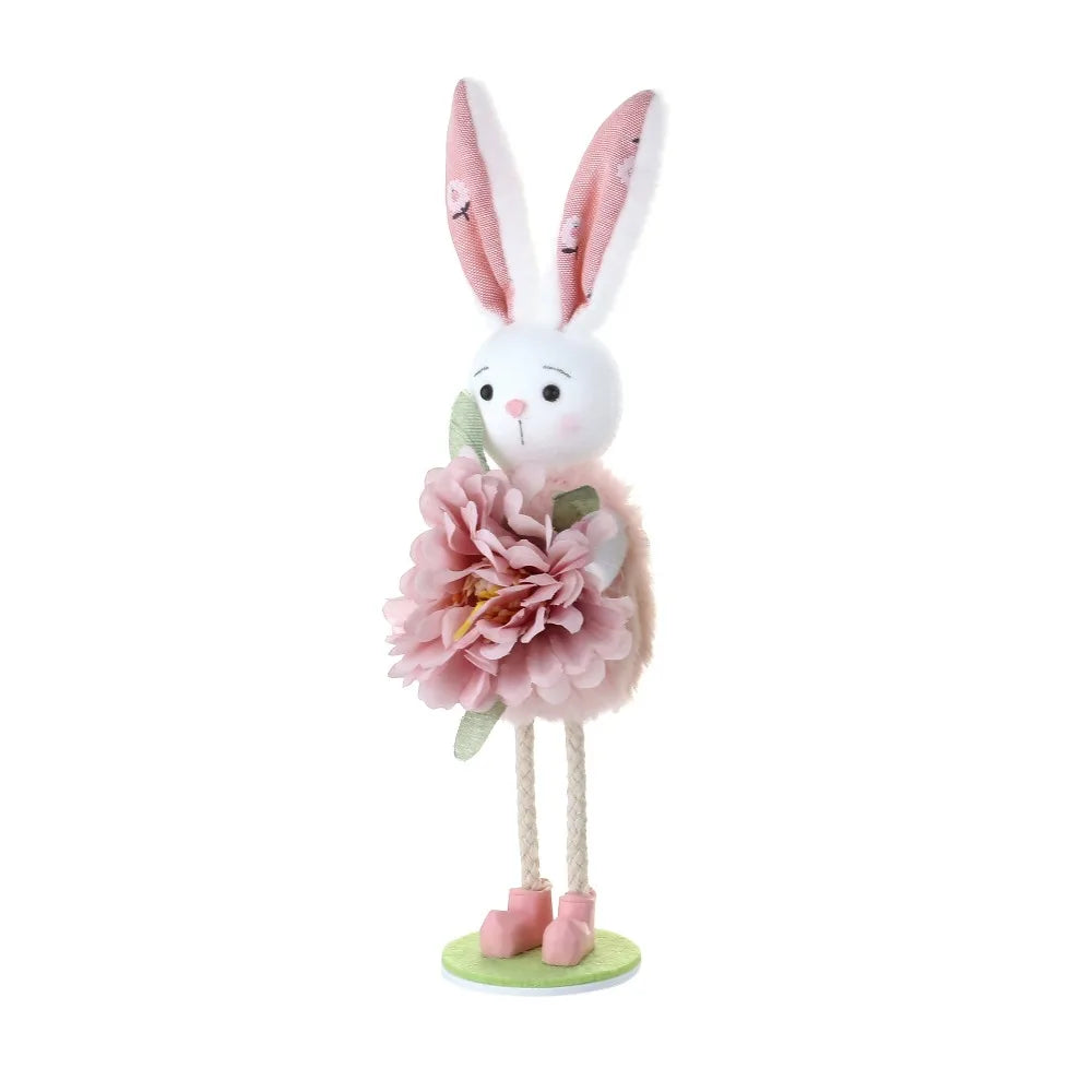 Easter Standing Bunny Figurine | Cartoon Flower Rabbit Ornament