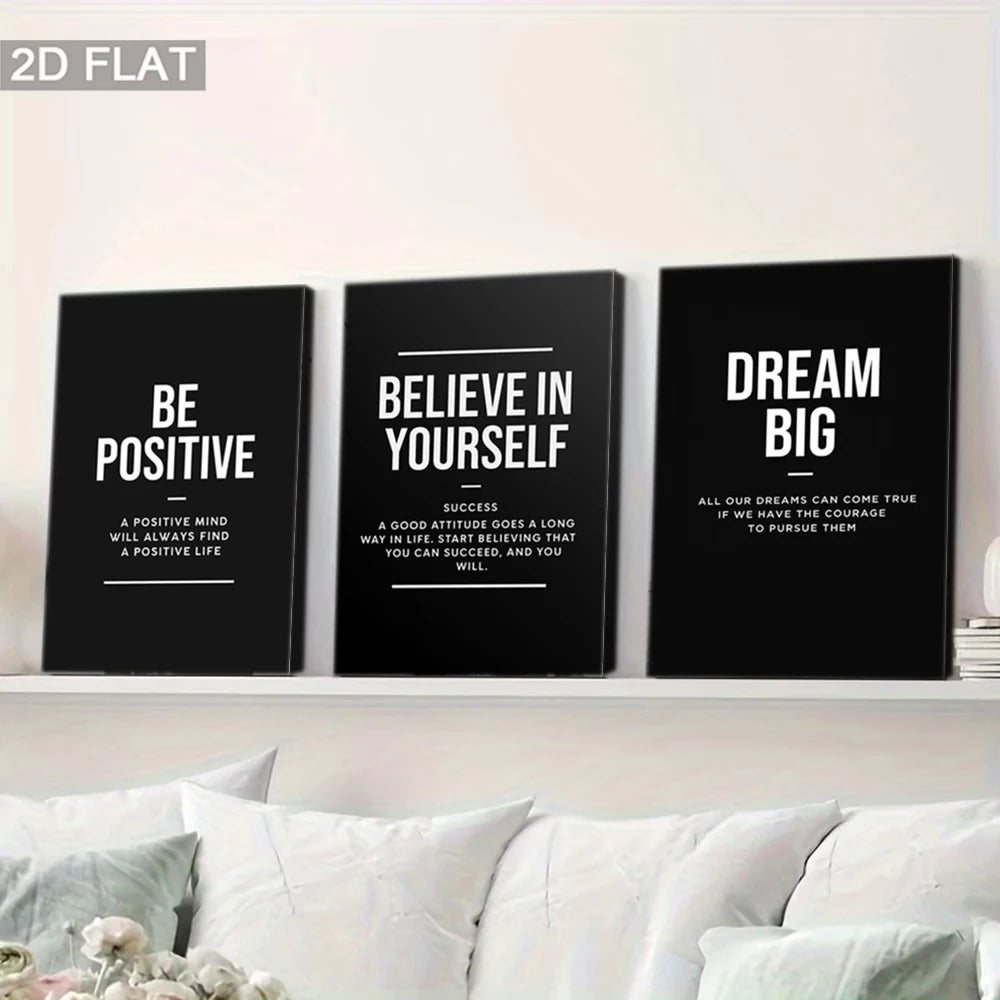 3-Piece Motivational Quote Canvas Wall Art | Home Décor