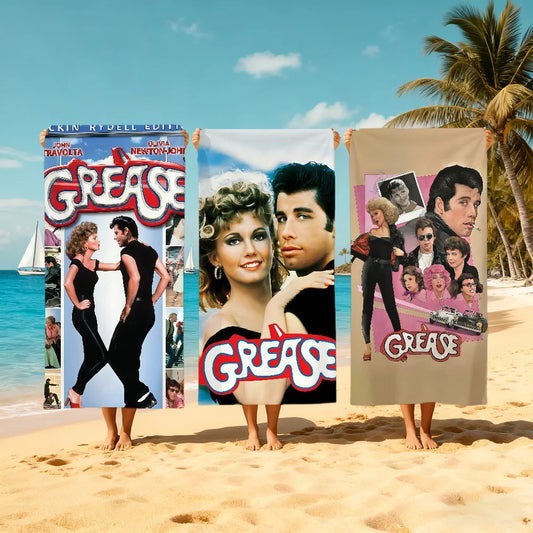 Grease 1978 Movie Quick-Dry Beach Towel | Soft Microfiber Microfiber Beach Towel Peaceful Pleasures Health and Wellness