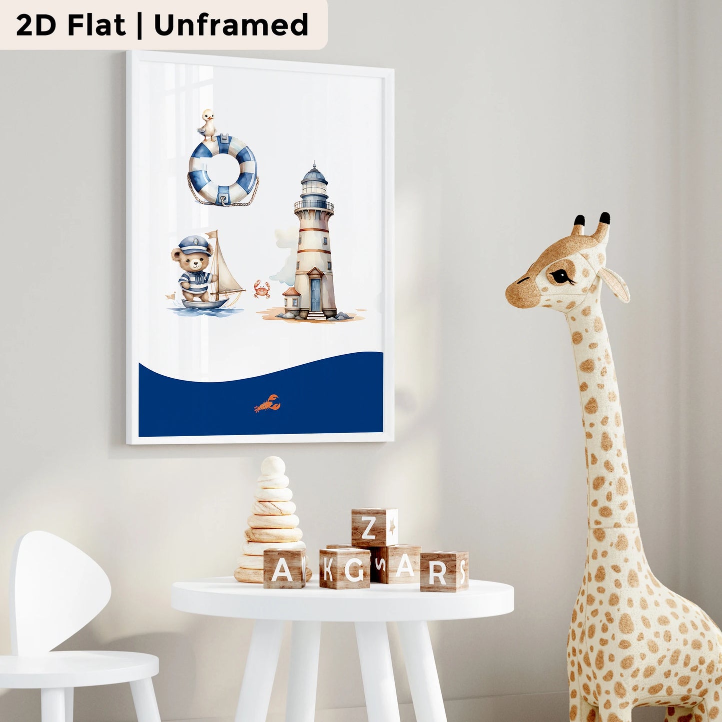 3-Piece Blue Ocean Whale Canvas Wall Art | Kids Room Decor