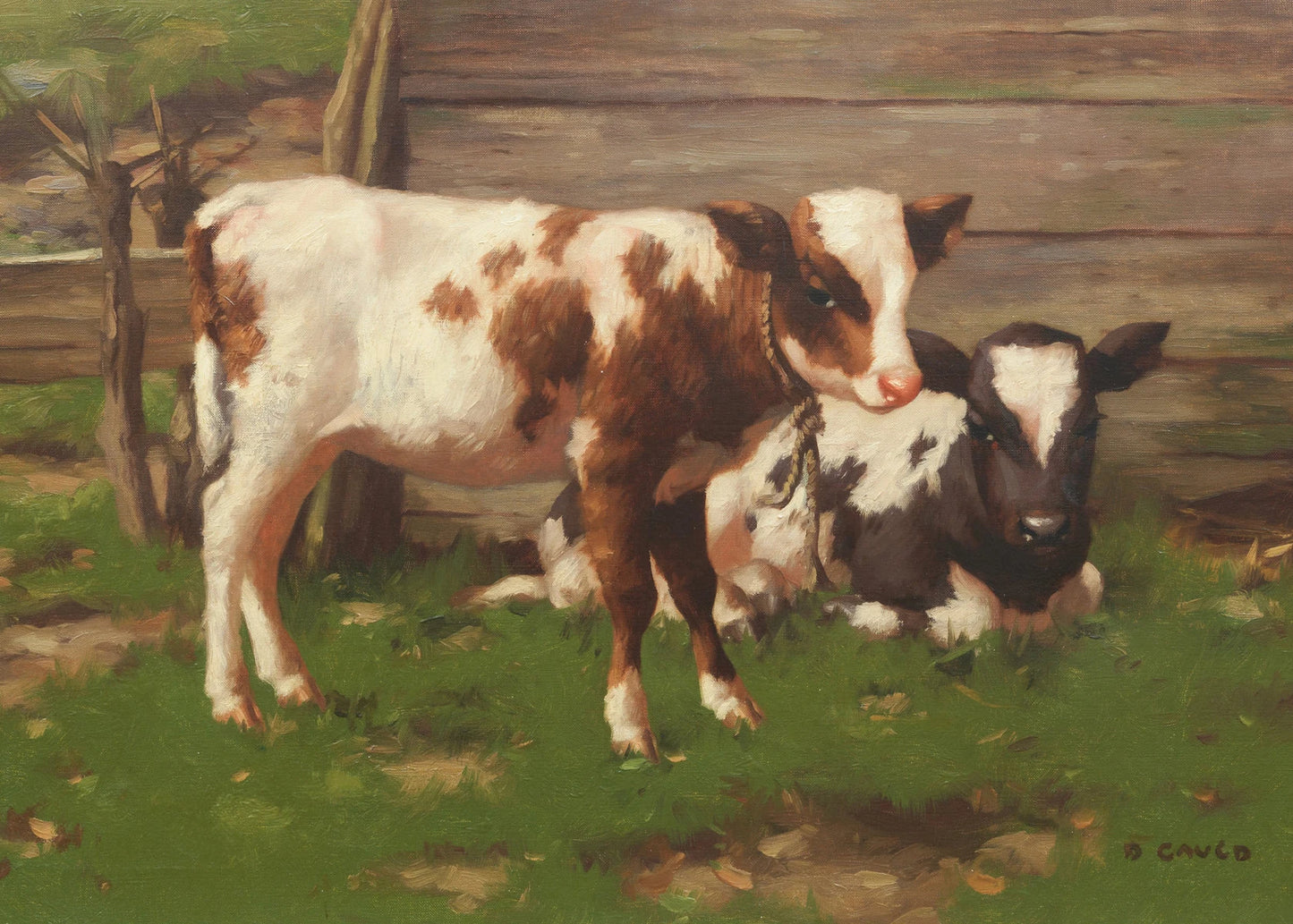 Vintage Rural Antique Animals Poster Cows in The Forest and Pasture Canvas Painting Farmhouse Wall Art Picture Office Home Decor Peaceful Pleasures Health and Wellness 13 30x40cm Unframed
