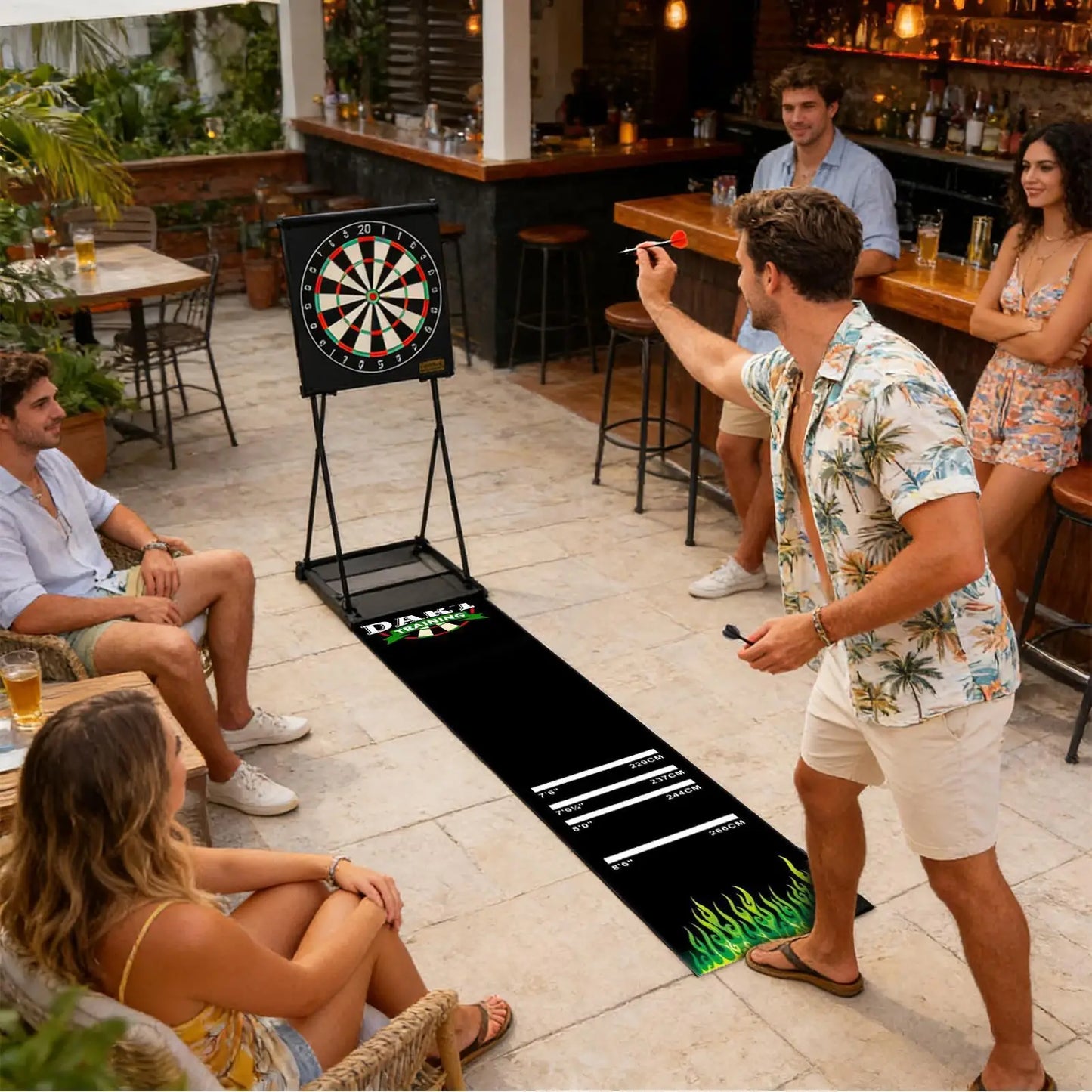 Darts Mat Non-Slip Floor Protector | 4 Throw Distances 300x34cm Dart Board Mat Peaceful Pleasures Health and Wellness