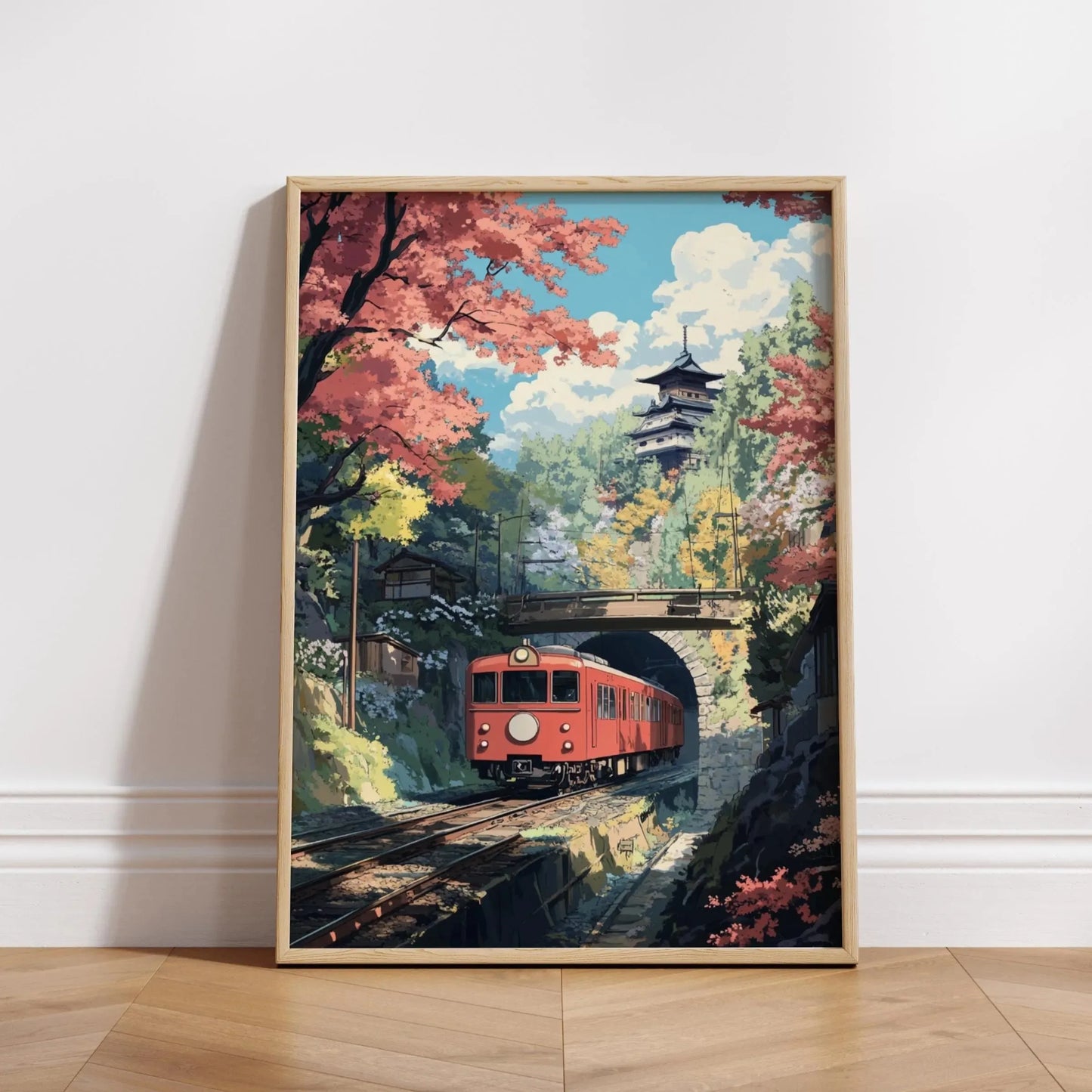 Retro Japanese Railway Landscape Canvas Print Tokyo Rainy Night Street Wall Art Poster for Modern Living Room Bedroom Home Decor Peaceful Pleasures Health and Wellness