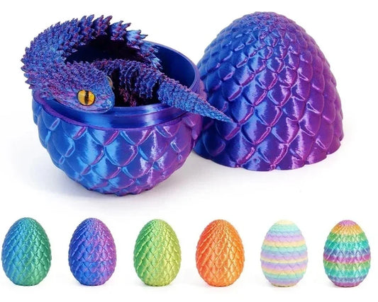 3D Printed Articulated Snake & Egg Figurine | Fidget Toy Decor Fidget Figurine Toy Peaceful Pleasures Health and Wellness