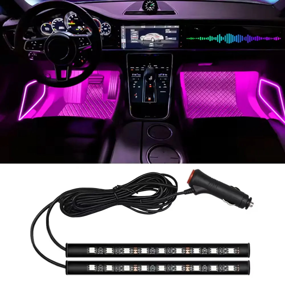 2-in-1 LED Car Neon Atmosphere Foot Light – USB & 12V