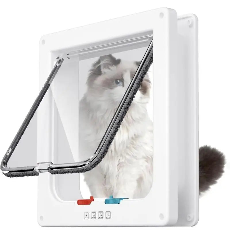 Weatherproof 4-Way Locking Cat Door – Transparent Flap Cat Door Flap Peaceful Pleasures Health and Wellness