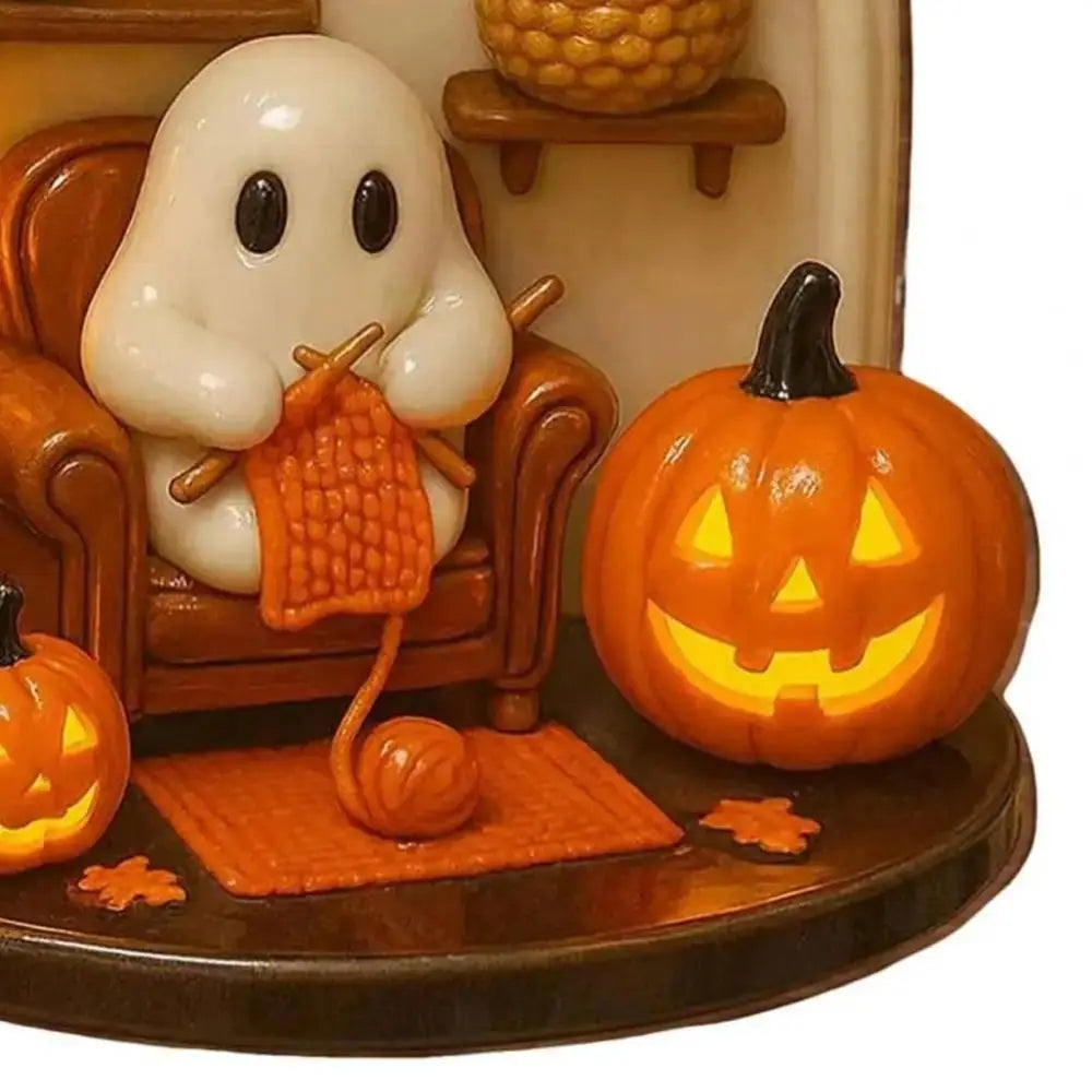 Cute Reading Ghost Halloween Acrylic Ornament | Spooky Décor