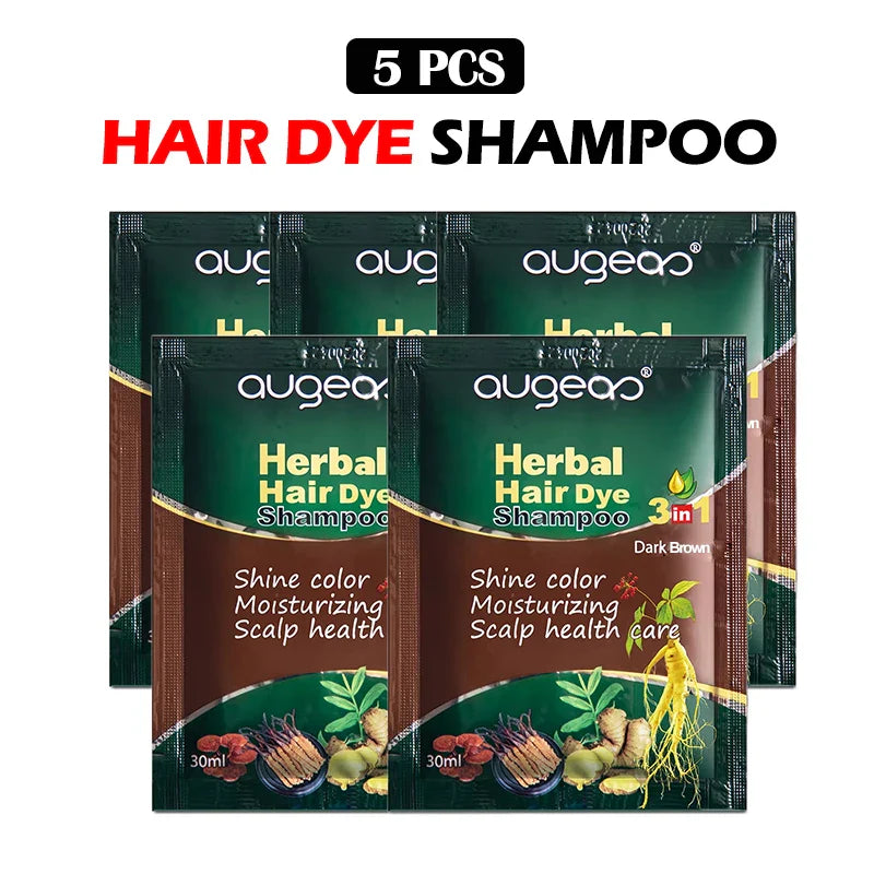 Natural Herbal Hair Dye Shampoo – Grey Coverage 30ml (3/5 Pack)