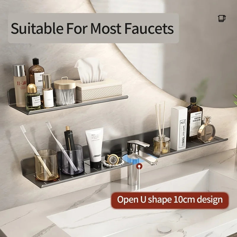 Space Aluminium Bathroom Faucet Storage Tray & Washbasin Rack
