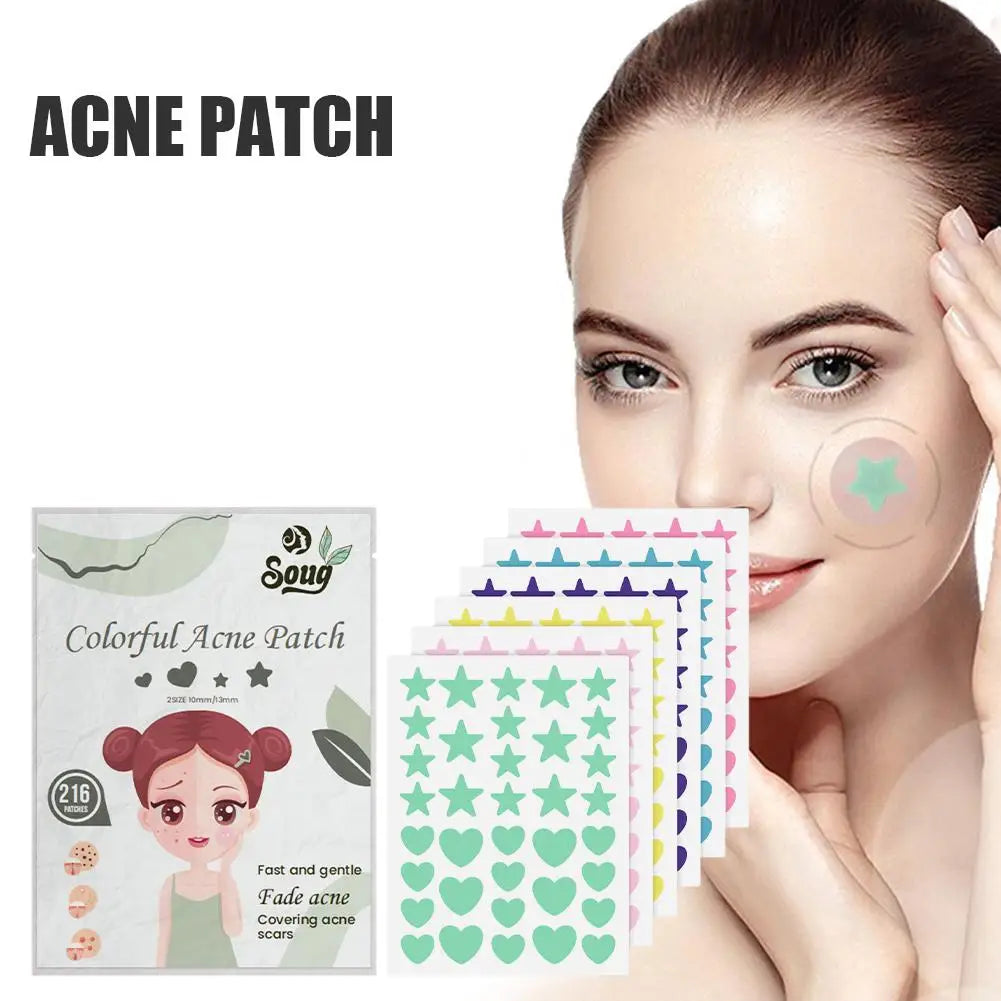 216-Pack Colorful Invisible Pimple Patches – Acne Spot Stickers