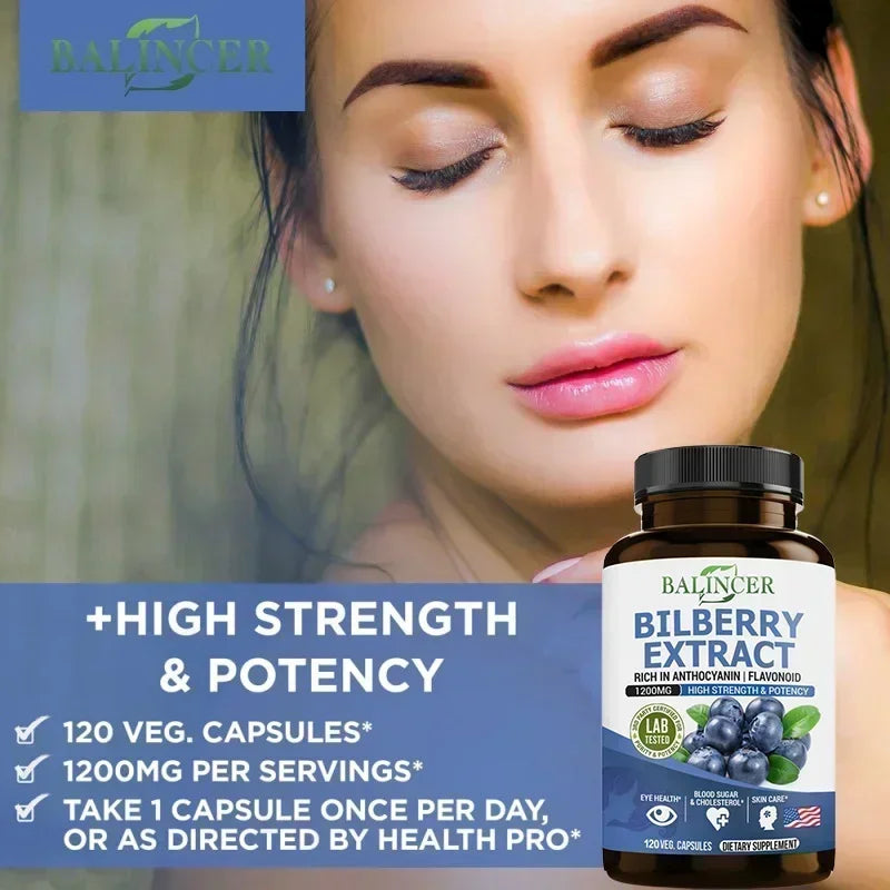 Bilberry Extract Supplement, Helps Maintain Eye and Vision Health, Anti-aging, Promotes Brain Health, Protects Vision Health Peaceful Pleasures Health and Wellness