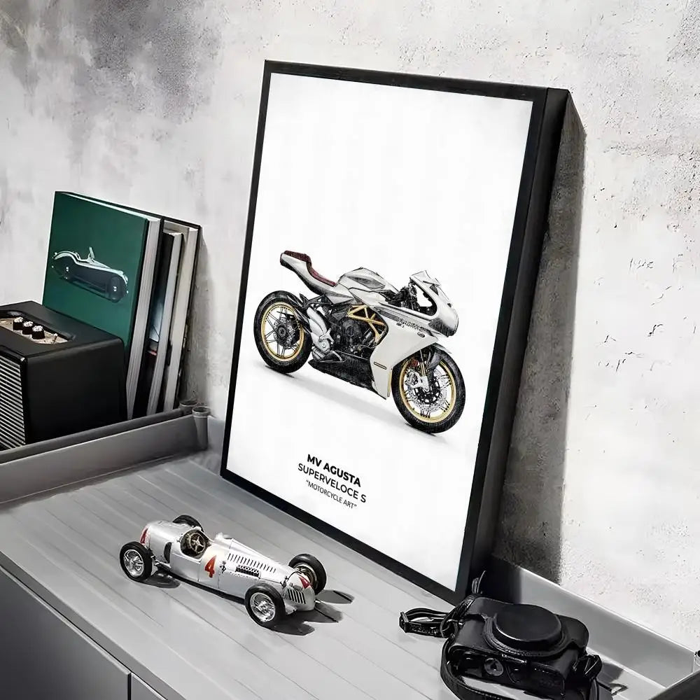 Cool Motorcycle A_AgustaS Design HD Linen Canvas Poster Wall Art Prints for Living Room Bedroom Office Home Decoration Gift Peaceful Pleasures Health and Wellness
