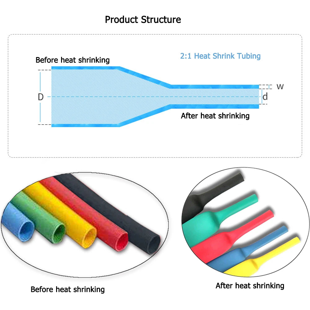 Heat-shrink Tubing Thermoresistant Tube Heat Shrink Wrapping Kit Polyolefin Shrinking Assorted Heat Shrink Tubing Wire Cable Peaceful Pleasures Health and Wellness