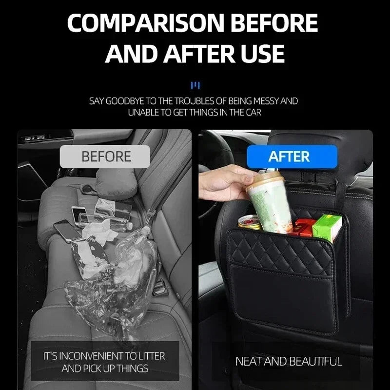 Leather Car Seat Back Organizer | Multi-Pocket Storage Bag Car Seat Organizer Peaceful Pleasures Health and Wellness