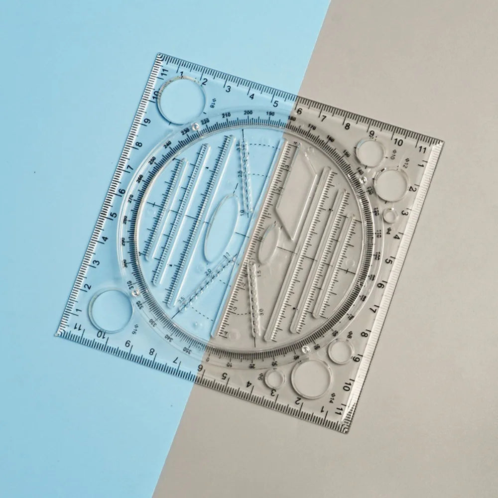 Protractor Geometry Drawing Ruler Transparent Multi-Functional Rotatable Ruler 3D Scale Educational Circle Drafting Ruler Peaceful Pleasures Health and Wellness Black