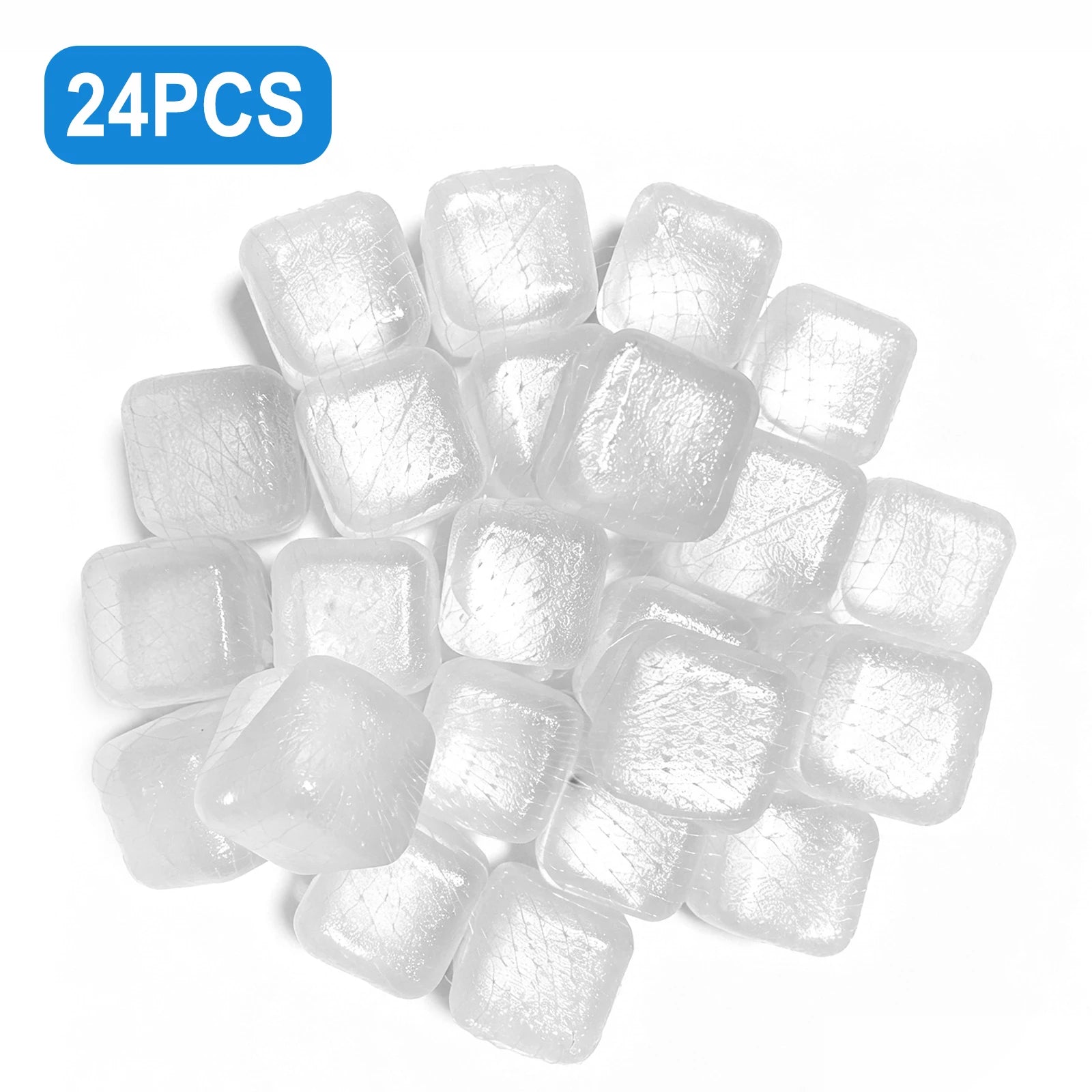 24 Pack Reusable Ice Cube Food Grade Refreezable Plastic Ice Cubes No Dilution for Pool Parties Picnic & Camping Home Bar Peaceful Pleasures Health and Wellness