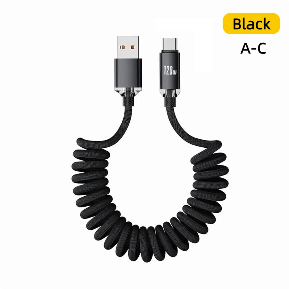 120W Retractable USB-C Fast Charging Cable – iPhone & Android