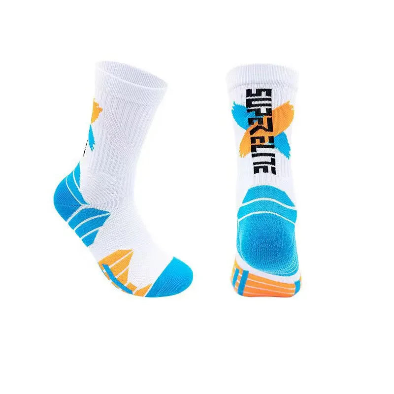Basketball Socks, Thickened Towel Soles, Wear-resistant and Breathable High-top Sports Socks, Outdoor Pressure Running Socks Peaceful Pleasures Health and Wellness 3 Pairs 3 EU38-44