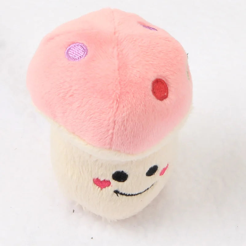 Pet Toys Plush Squeaky Toy Bite-Resistant Clean Dog Chew Puppy Training Toy Soft Banana Bone Vegetable Fruit Pet Supplies DC05 Peaceful Pleasures Health and Wellness Pink mushrooms