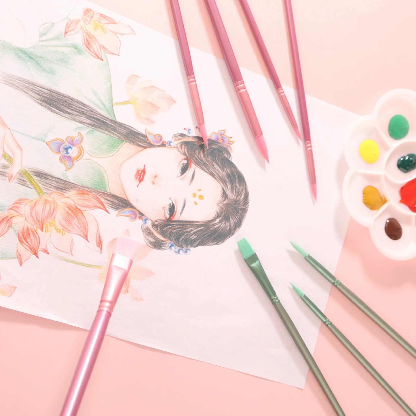 Bview Art 4 Professional Watercolor Brush Macaron Colors Nylon Hair