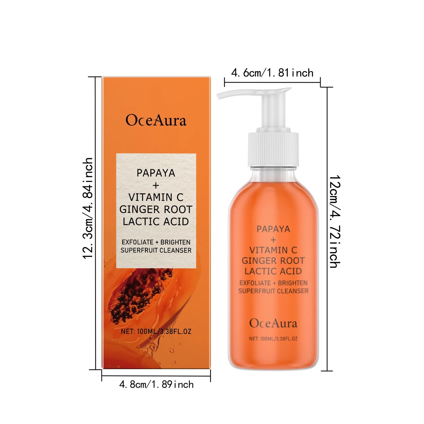 OceAura Papaya Vitamin C Exfoliating Face Cleanser 100ml