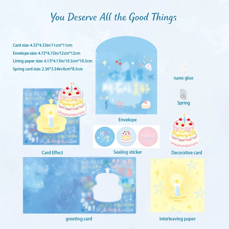 3D Greeting Card Envelope Lucky Arrival Series Birthday Wishes