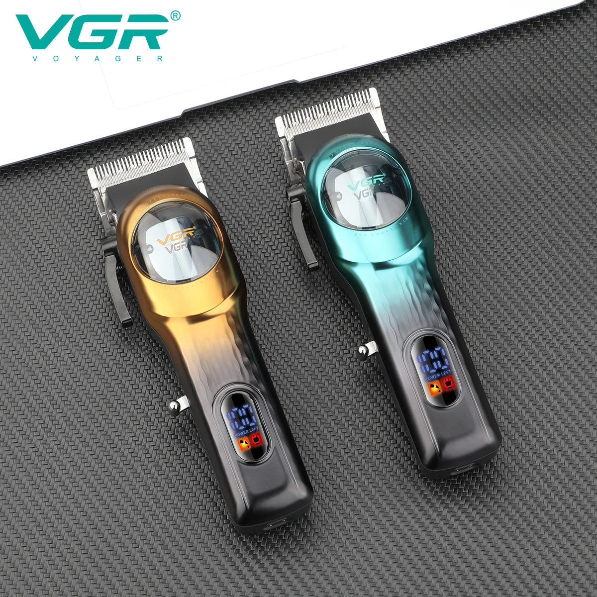 VGR 166 professional intelligent digital rechargeable hair clipper with gradient ribbon base adjustable electric push shear Peaceful Pleasures Health and Wellness