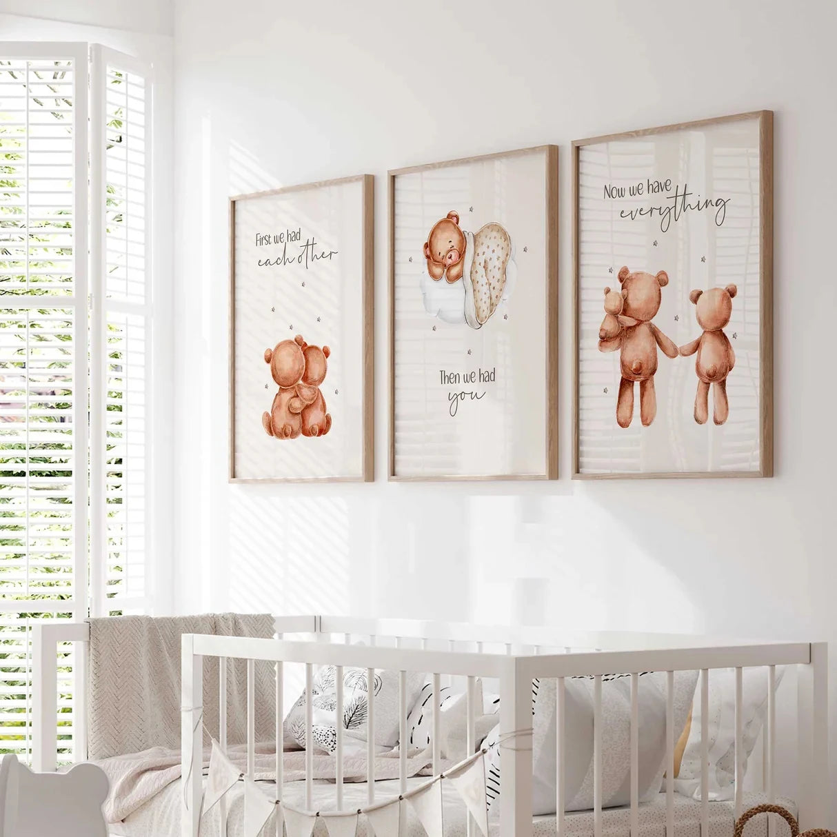 3-Piece Teddy Bear "First We Had Each Other" Canvas Wall Art