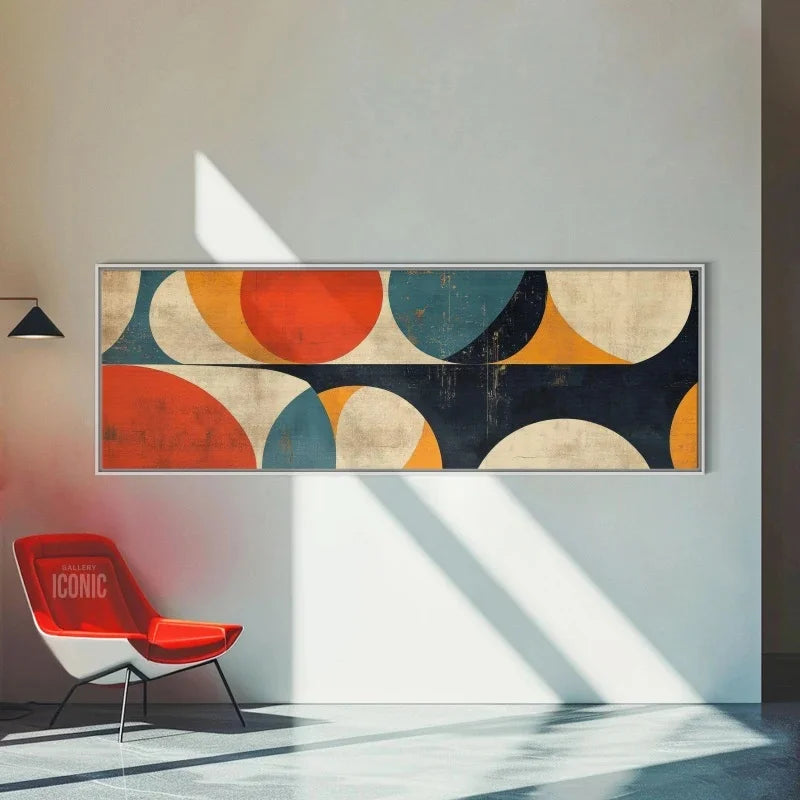 Mid Century Modern Wall Art Canvas | Unframed Bauhaus Print | Wide Panoramic Wall Art for Living Room Canvas | Abstract Wall Art Peaceful Pleasures Health and Wellness