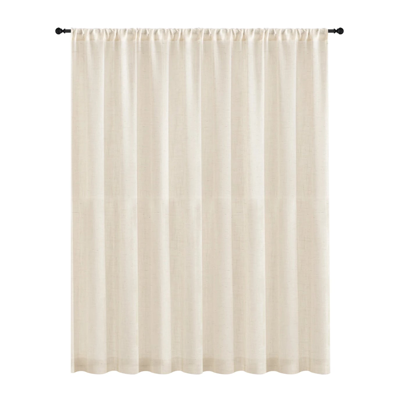 Linen Curtains 160cm/240cm Length for Living Room Bedroom Rod Pocket Light Filtering Semi Window Curtain Boho Farmhouse Drapes Peaceful Pleasures Health and Wellness Natural Linen 132x114CM