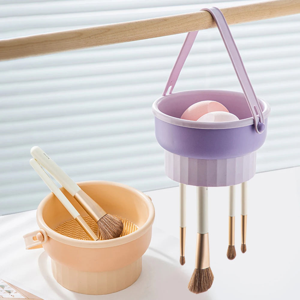 Makeup Brush Cleaning Bowl Beauty Egg Cleaning Tool Storage Set Brush Powder Puff Dry Cleaning Silicone Drying Shelf Peaceful Pleasures Health and Wellness