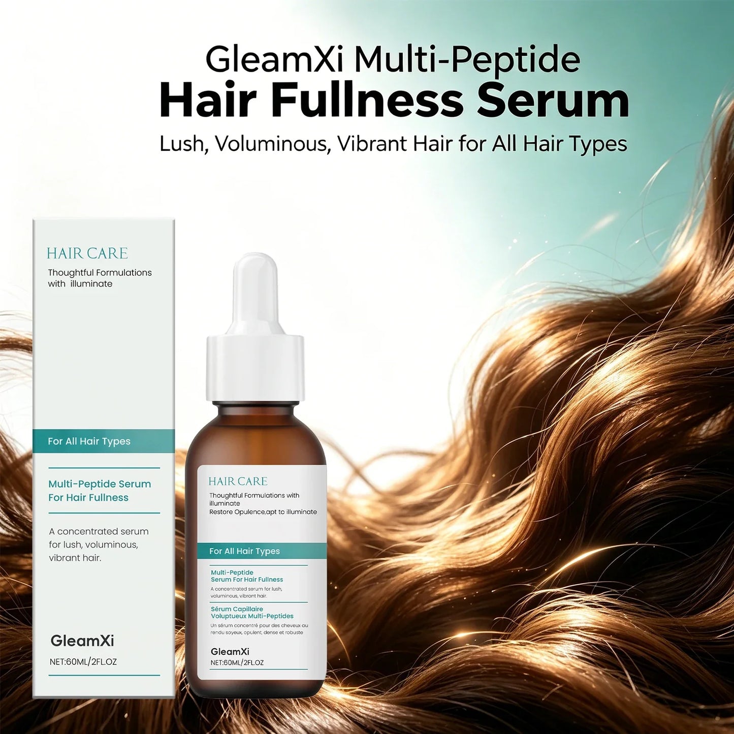 Gleamxi Multi Peptide Hair Serum – Anti-Frizz & Thickening