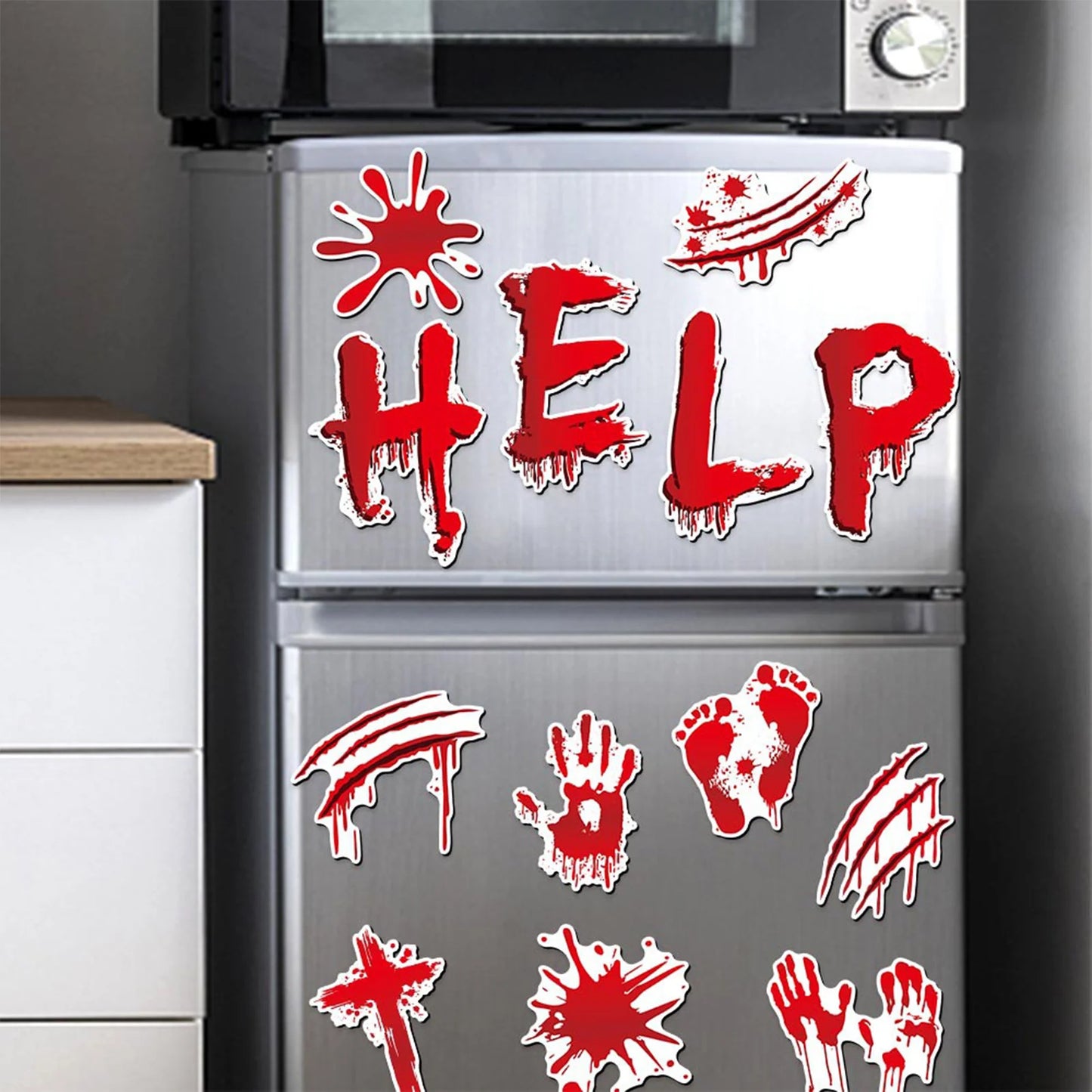 Halloween Refrigerator Magnets Stickers Horror and Dirty Bleeding Red Stickers Suitable for Party Paper Favor Peaceful Pleasures Health and Wellness